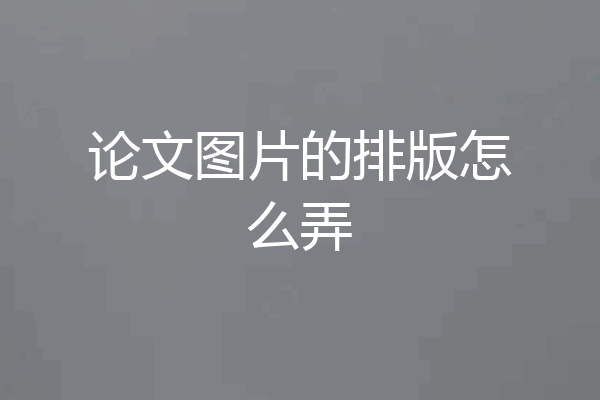 论文图片的排版怎么弄