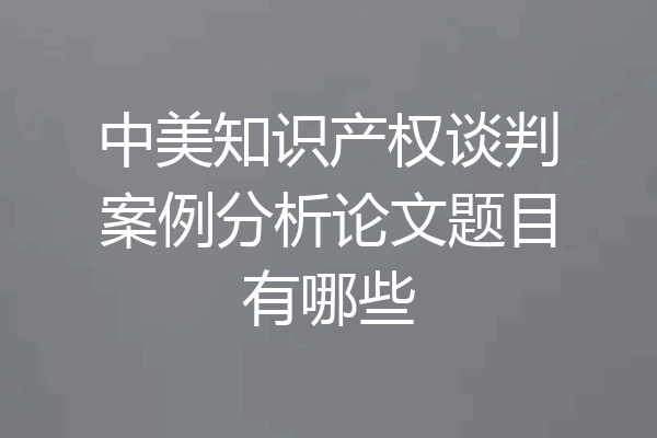 中美知识产权谈判案例分析论文题目有哪些