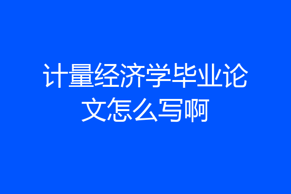 计量经济学毕业论文怎么写啊