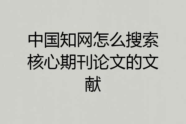 中国知网怎么搜索核心期刊论文的文献
