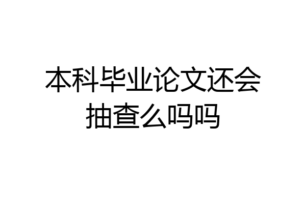 本科毕业论文还会抽查么吗吗