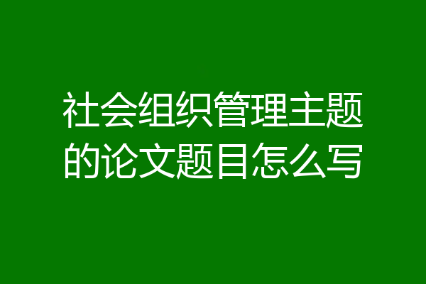 社会组织管理主题的论文题目怎么写