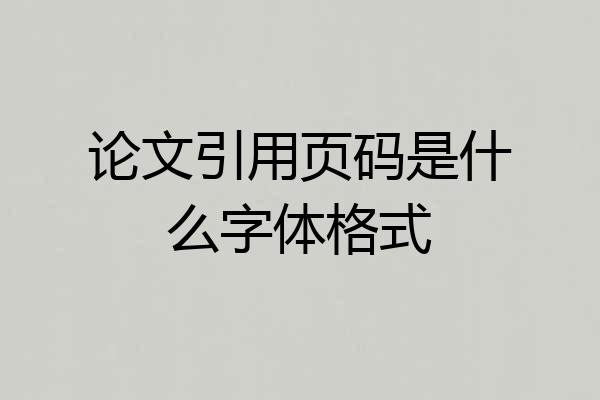 论文引用页码是什么字体格式