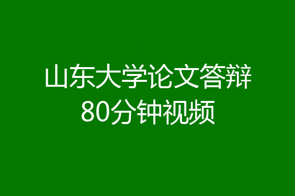 山东大学论文答辩80分钟视频