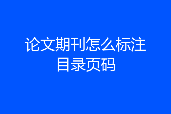 论文期刊怎么标注目录页码