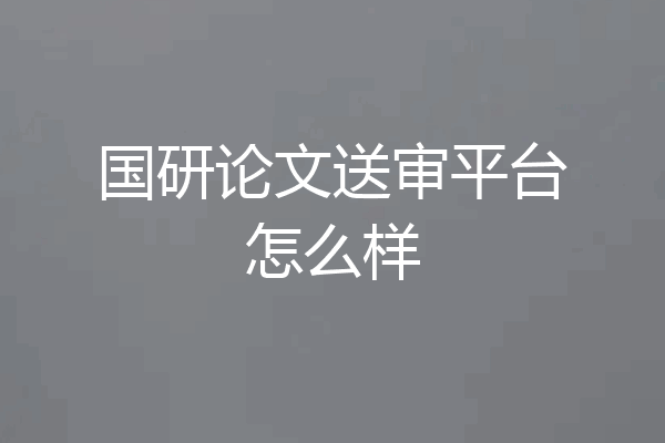 国研论文送审平台怎么样