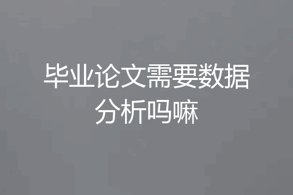 毕业论文需要数据分析吗嘛