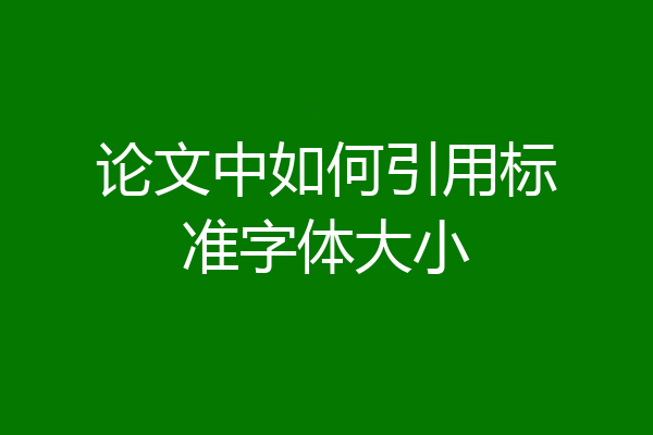 论文中如何引用标准字体大小
