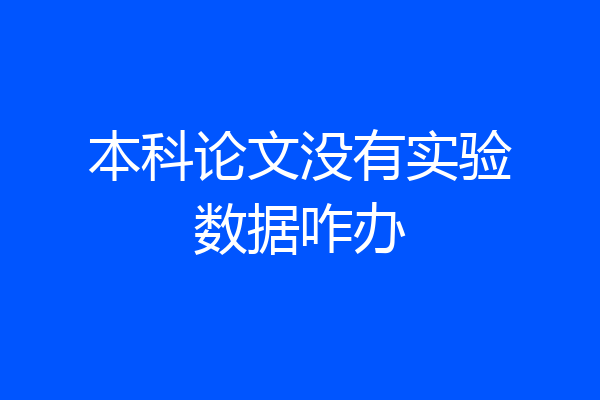 本科论文没有实验数据咋办