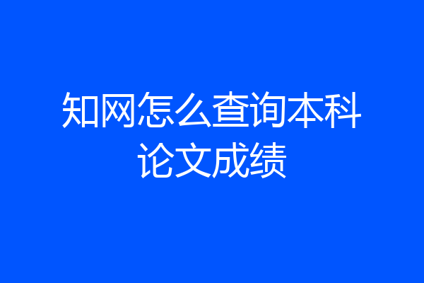 知网怎么查询本科论文成绩