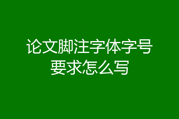 论文脚注字体字号要求怎么写