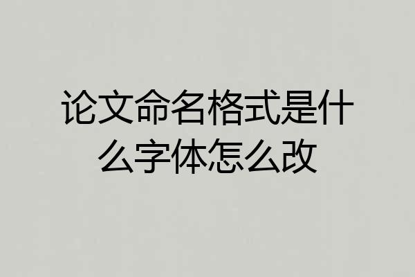 论文命名格式是什么字体怎么改