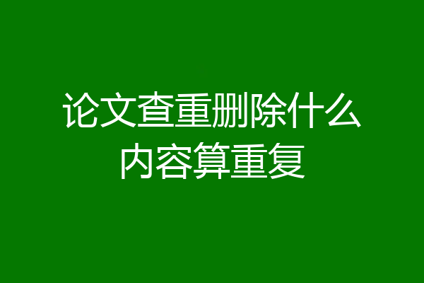 论文查重删除什么内容算重复