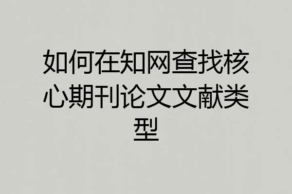 如何在知网查找核心期刊论文文献类型