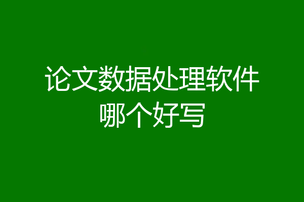 论文数据处理软件哪个好写