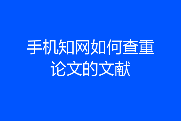 手机知网如何查重论文的文献