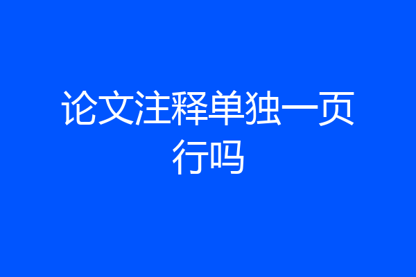 论文注释单独一页行吗
