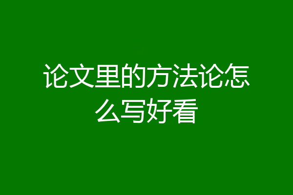 论文里的方法论怎么写好看