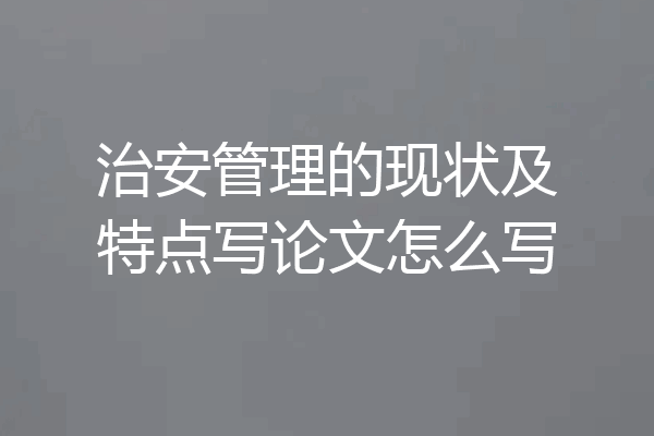治安管理的现状及特点写论文怎么写