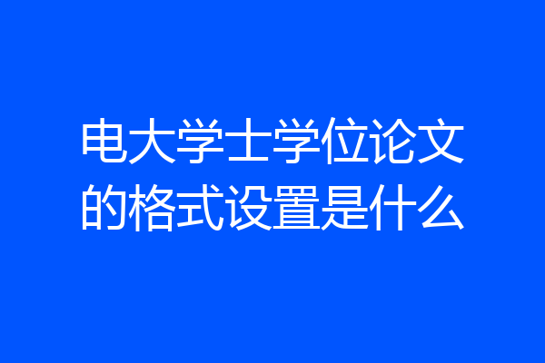 电大学士学位论文的格式设置是什么