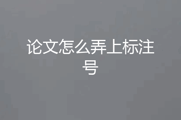 论文怎么弄上标注号