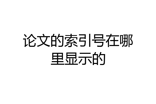 论文的索引号在哪里显示的