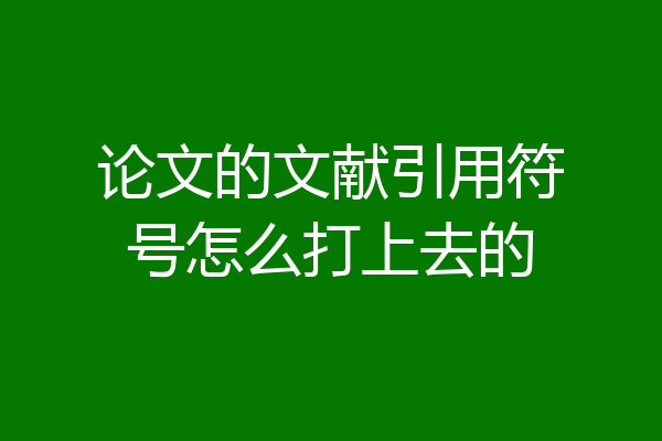 论文的文献引用符号怎么打上去的