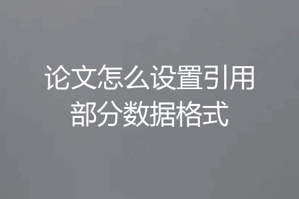 论文怎么设置引用部分数据格式