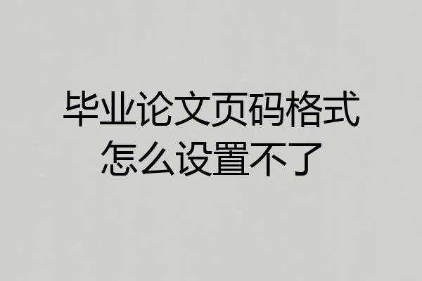 毕业论文页码格式怎么设置不了