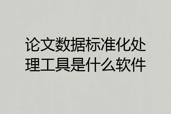 论文数据标准化处理工具是什么软件