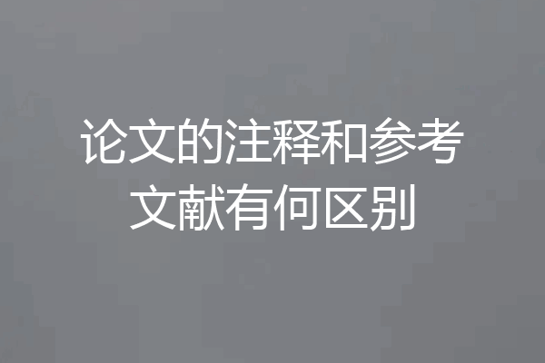 论文的注释和参考文献有何区别