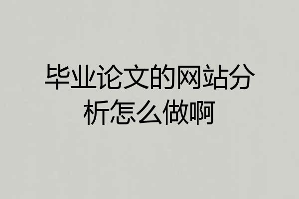毕业论文的网站分析怎么做啊