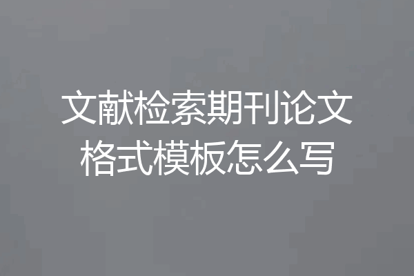 文献检索期刊论文格式模板怎么写