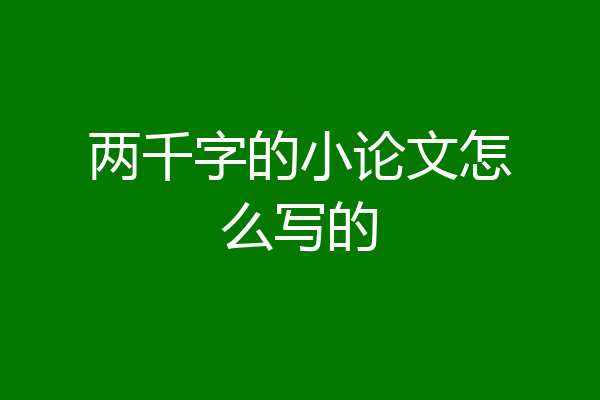 两千字的小论文怎么写的