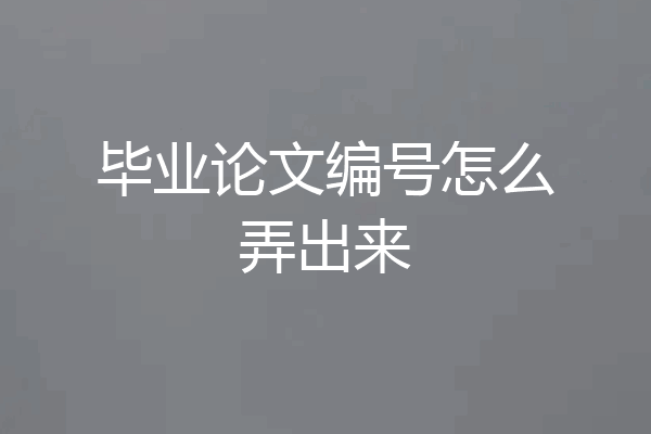 毕业论文编号怎么弄出来