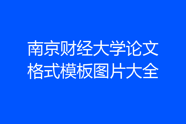 南京财经大学论文格式模板图片大全