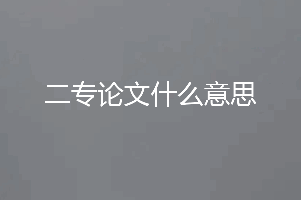 二专论文什么意思