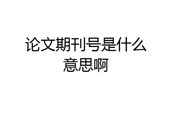 论文期刊号是什么意思啊