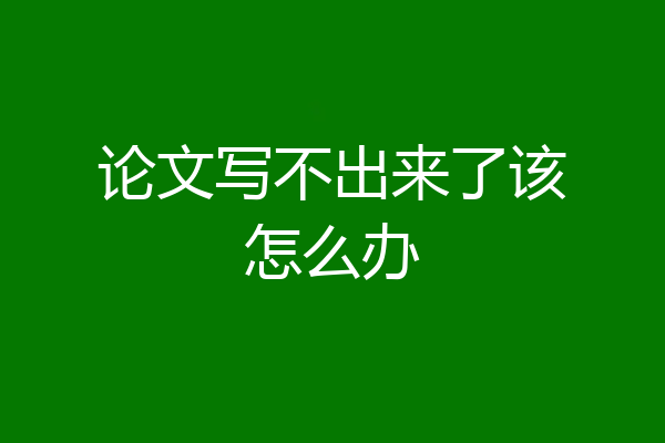 论文写不出来了该怎么办
