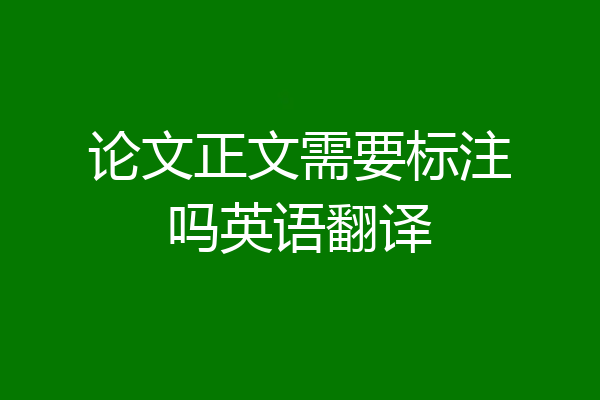 论文正文需要标注吗英语翻译