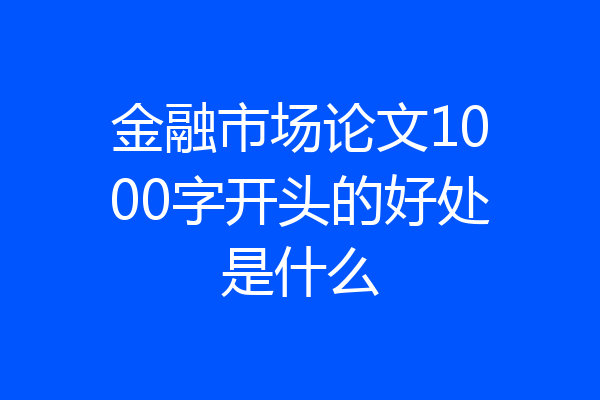 金融市场论文1000字开头的好处是什么