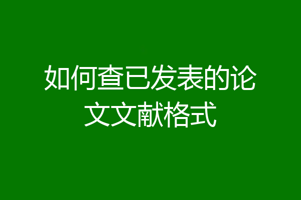 如何查已发表的论文文献格式