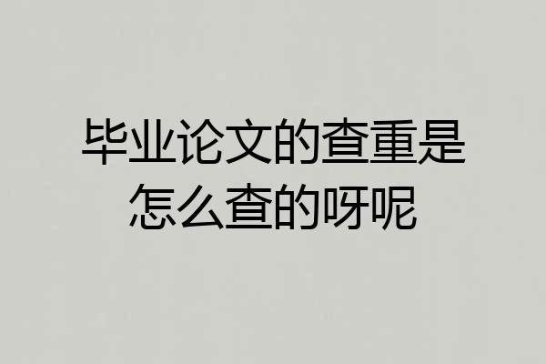 毕业论文的查重是怎么查的呀呢