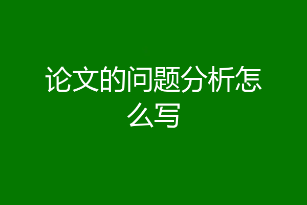 论文的问题分析怎么写