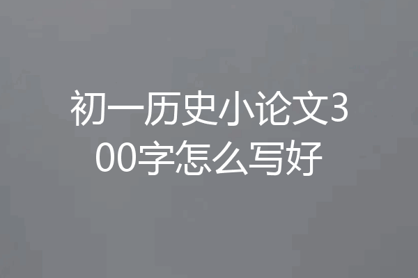 初一历史小论文300字怎么写好