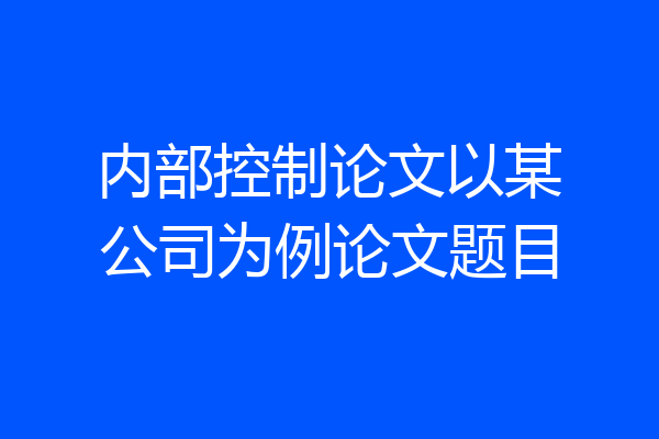 内部控制论文以某公司为例论文题目