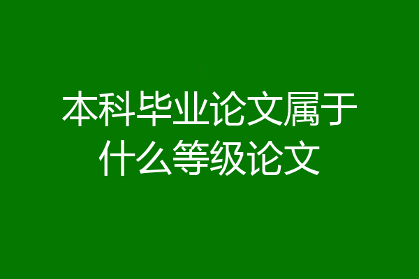 本科毕业论文属于什么等级论文