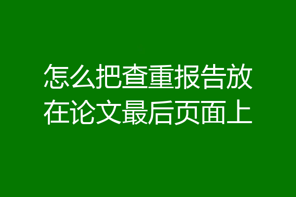 怎么把查重报告放在论文最后页面上