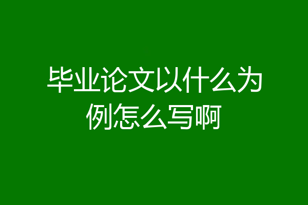 毕业论文以什么为例怎么写啊