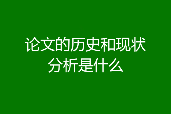论文的历史和现状分析是什么